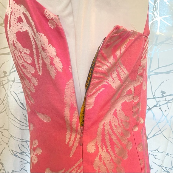 VINTAGE CHRISTIAN LACROIX pink silk cotton floral print sleeveless dress - Picture 8 of 13